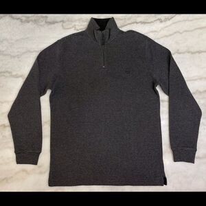 Chaps 100% Cotton 1/4 Zip Sweater Black/Grey